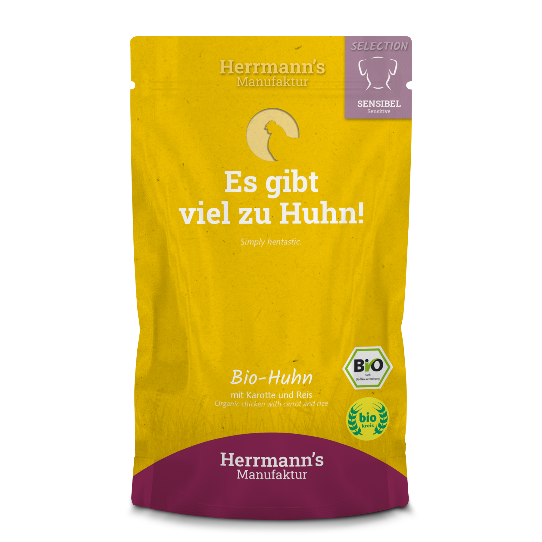 Hundefutter Bio Huhn mit Karotte und Reis 150g Herrmann's - Bild 1