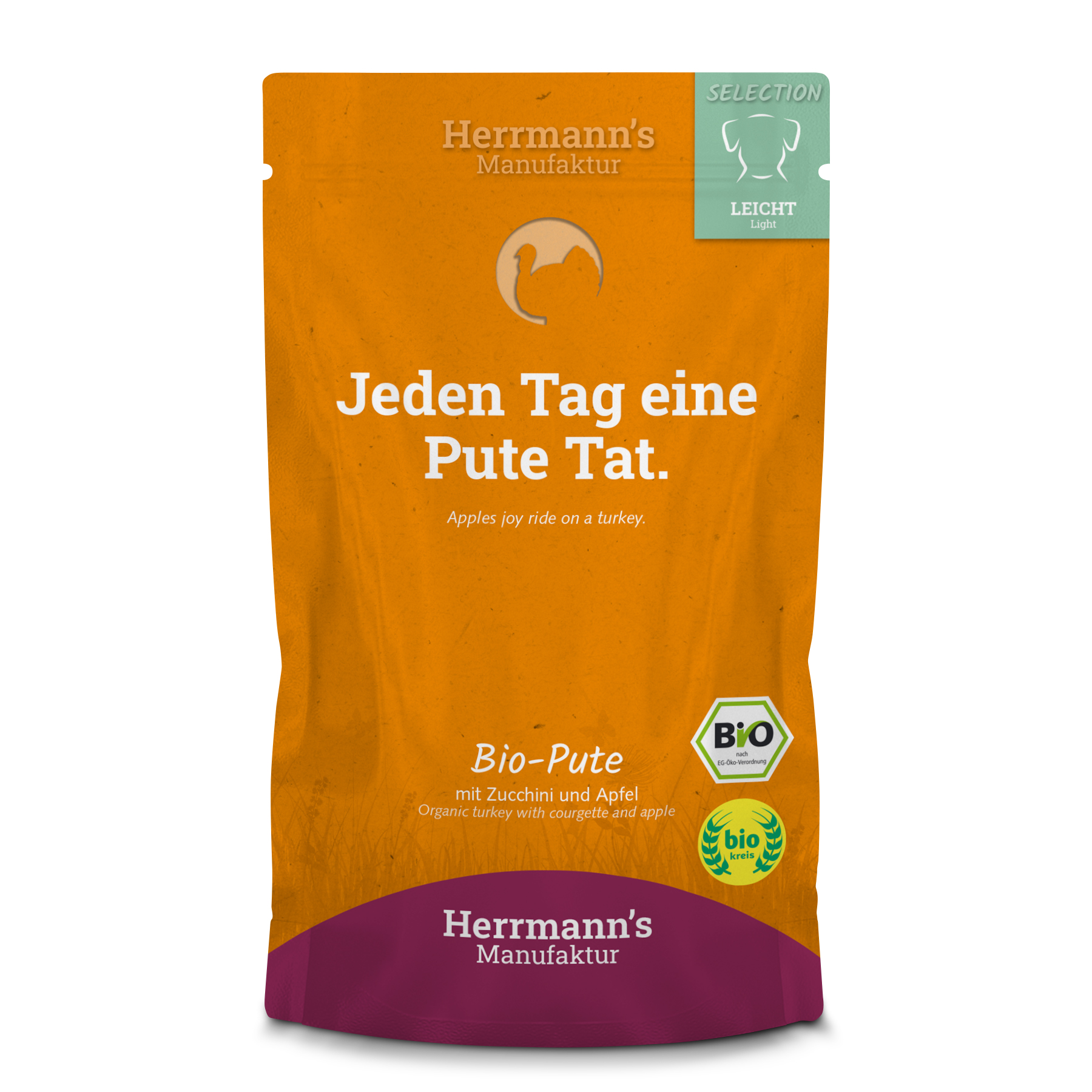 Hundefutter Bio Pute mit Zucchini und Apfel 150g Herrmann's - Bild 1