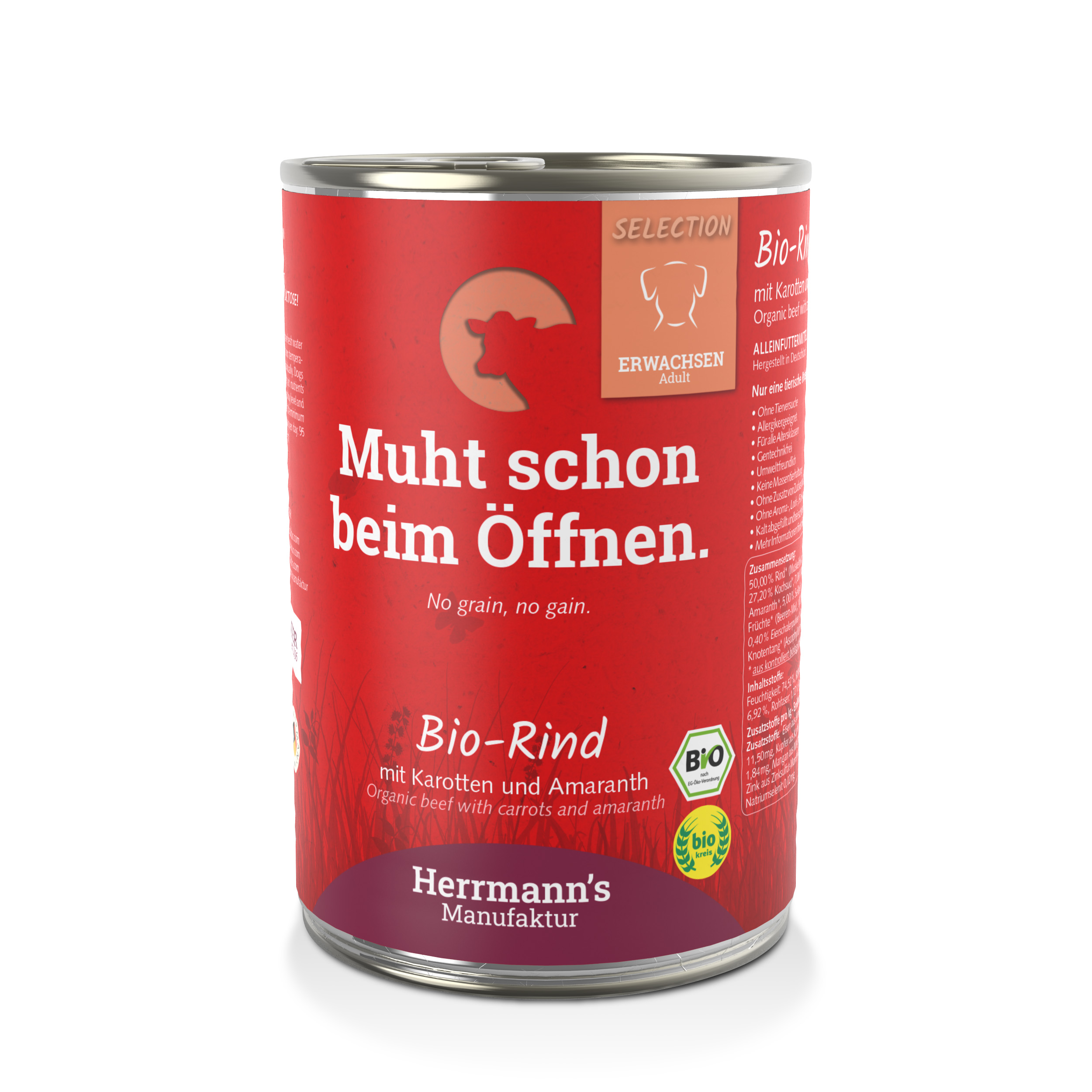 Hundefutter Bio Rind mit Karotten und Amaranth 400g Herrmann's - Bild 1