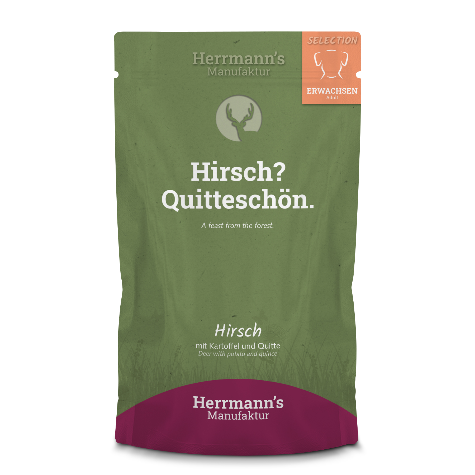 Hundefutter Hirsch NICHT BIO mit Kartoffel und Quitte 150g Herrmann's - Bild 1