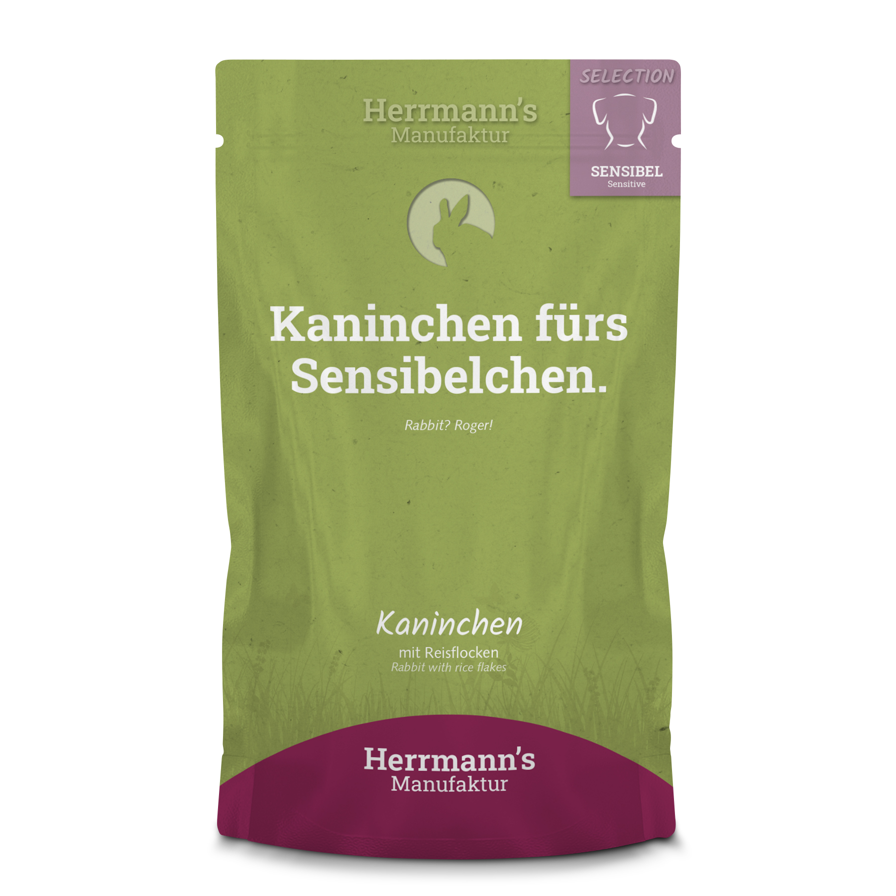 Hundefutter Kaninchen NICHT BIO mit Reisflocken 150g Herrmann's - Bild 1