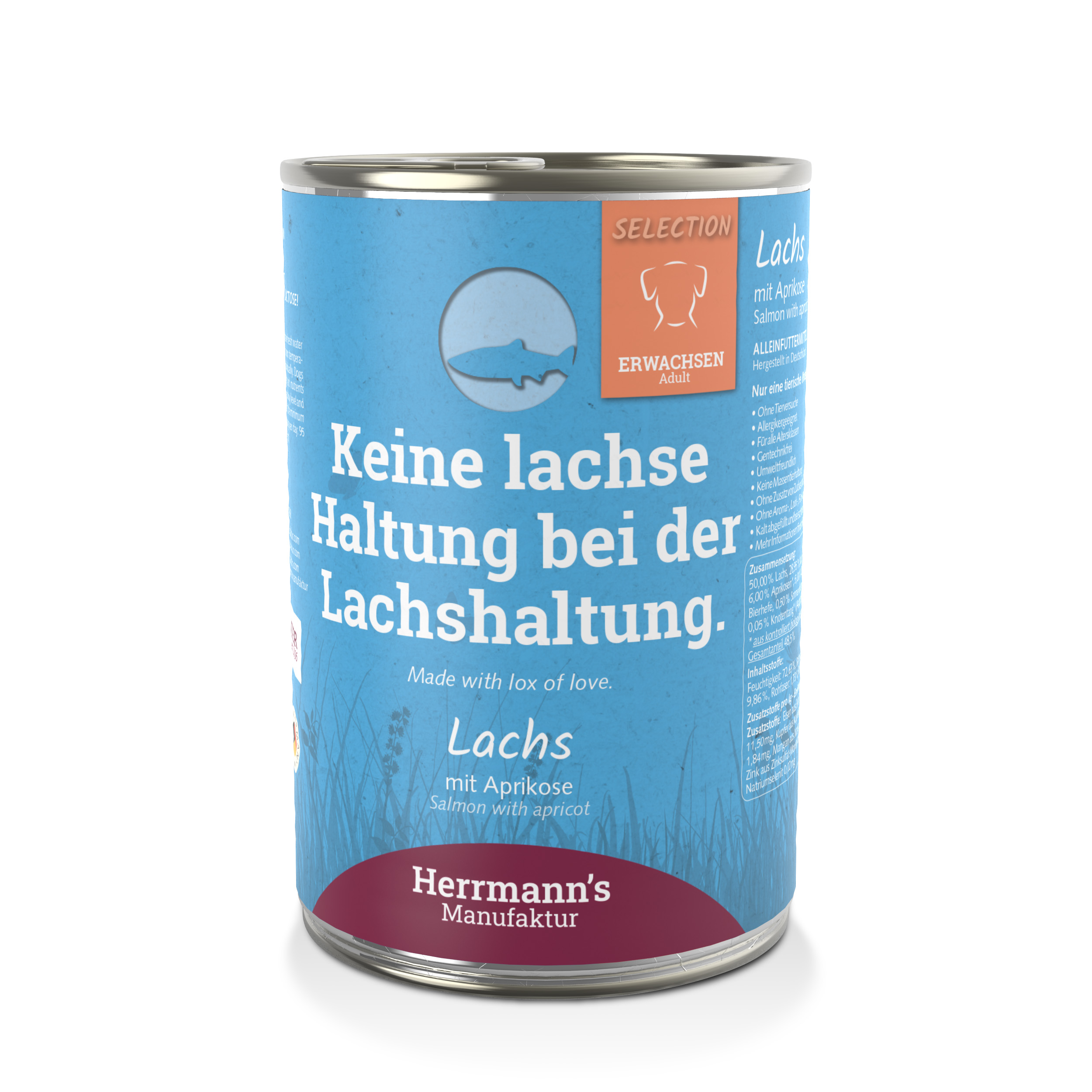 Hundefutter Lachs NICHT BIO mit Aprikose 400g Herrmann's - Bild 1