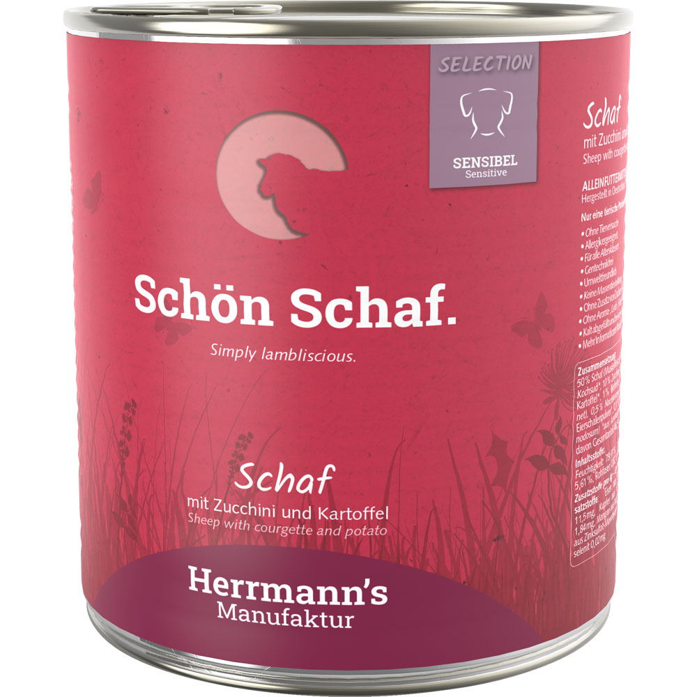 Hundefutter Schaf (Nicht Bio) Zucchini, Kartoffel 800g Herrmann's - Bild 1