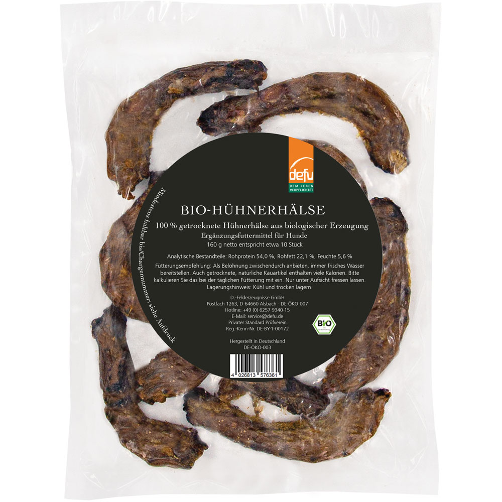 Hundeleckerli Bio H&uuml;hnerh&auml;lse, getrocknet 160g defu - Bild 1