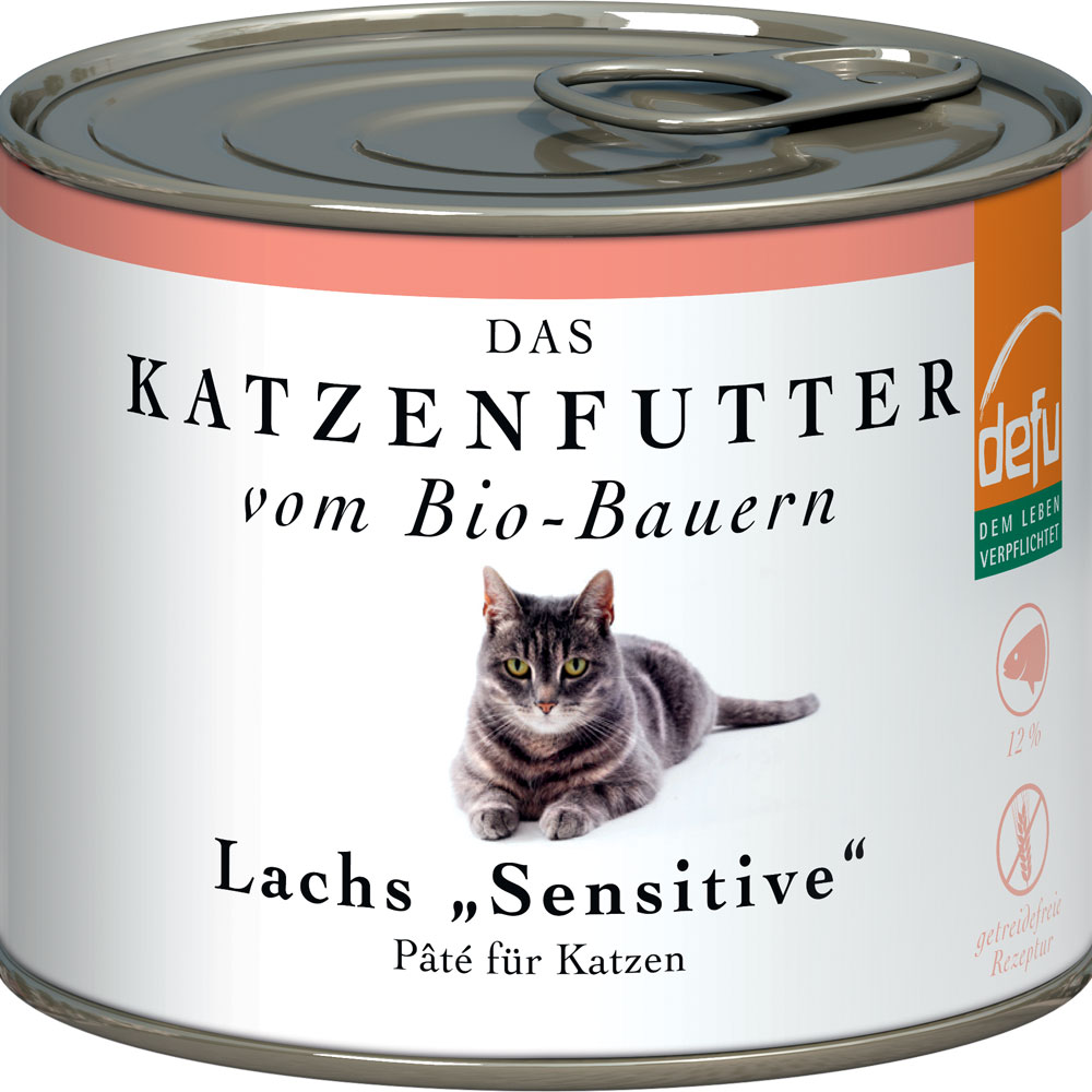 Katzen Alleinfutter Bio Lachs 200g Gluten & Getreidefrei defu - Bild 1