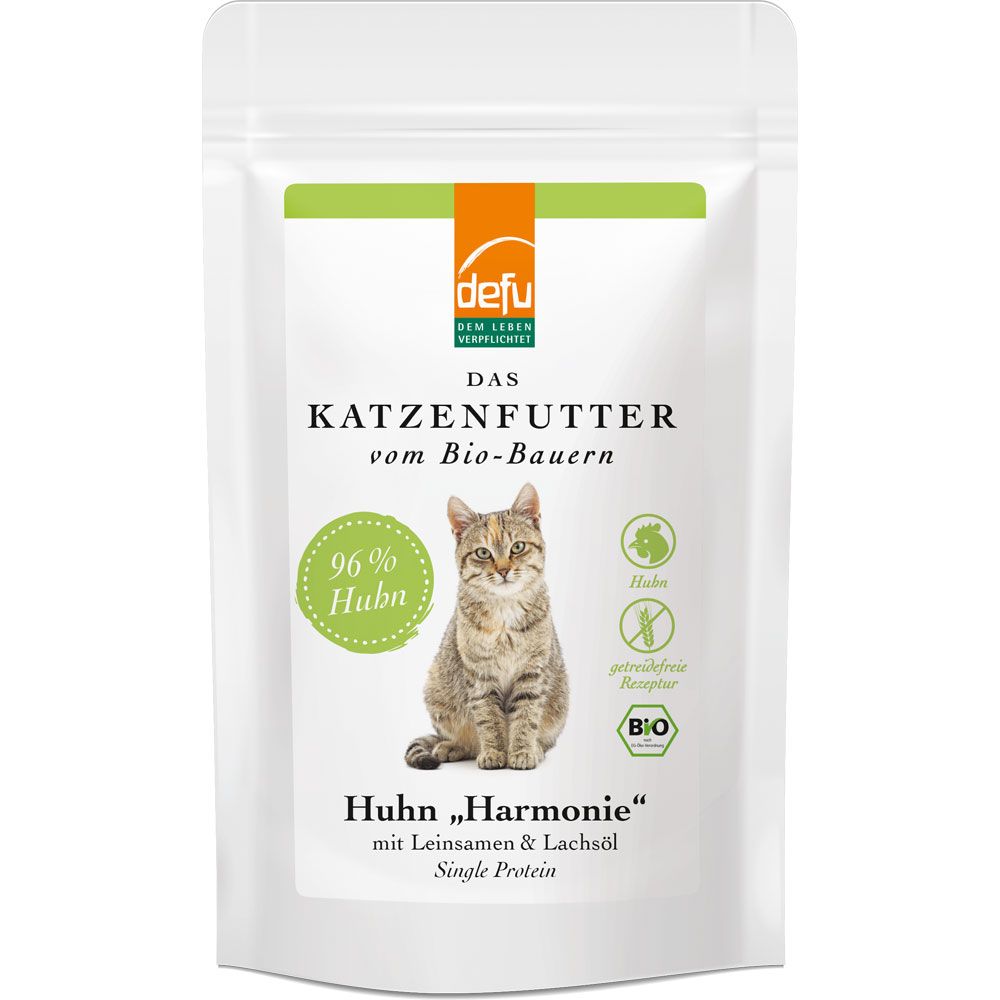 Katzenfutter Bio Huhn 85 g Getreidefrei Rezeptur defu Harmonie - Bild 1