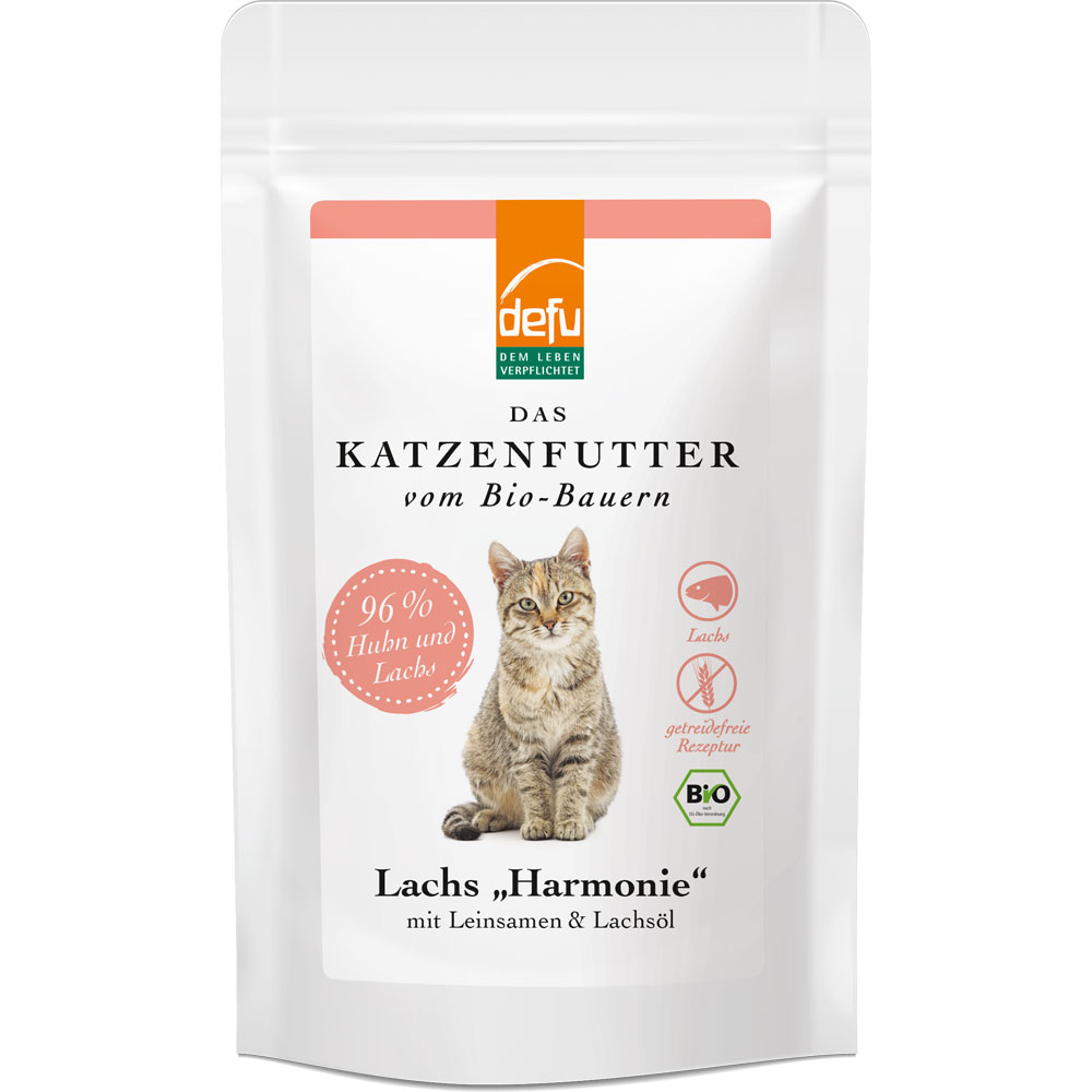 Katzenfutter Bio Lachs 85 g Getreidefrei Rezeptur defu Harmonie - Bild 1