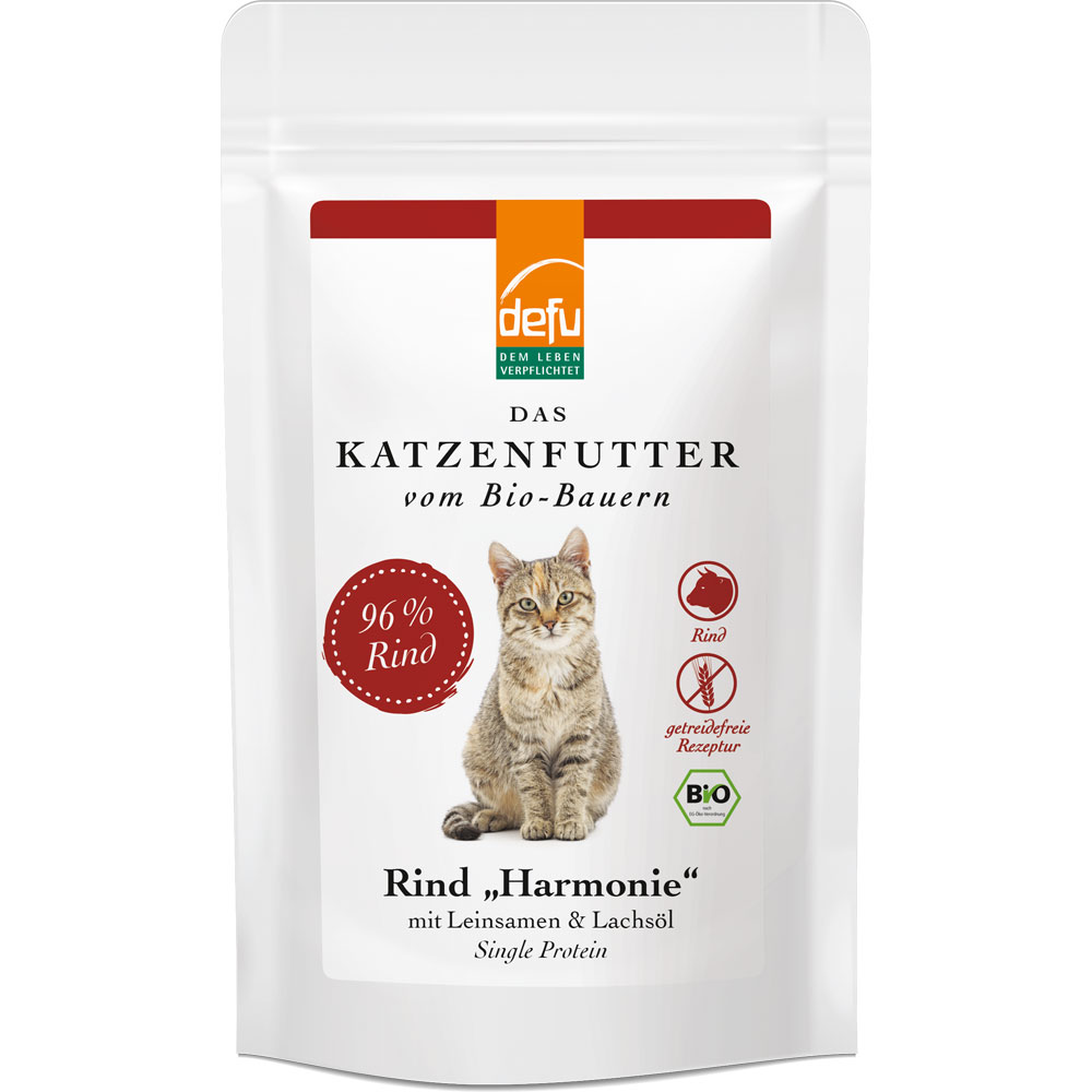 Katzenfutter Bio Rind 85 g Getreidefrei Rezeptur defu Harmonie - Bild 1