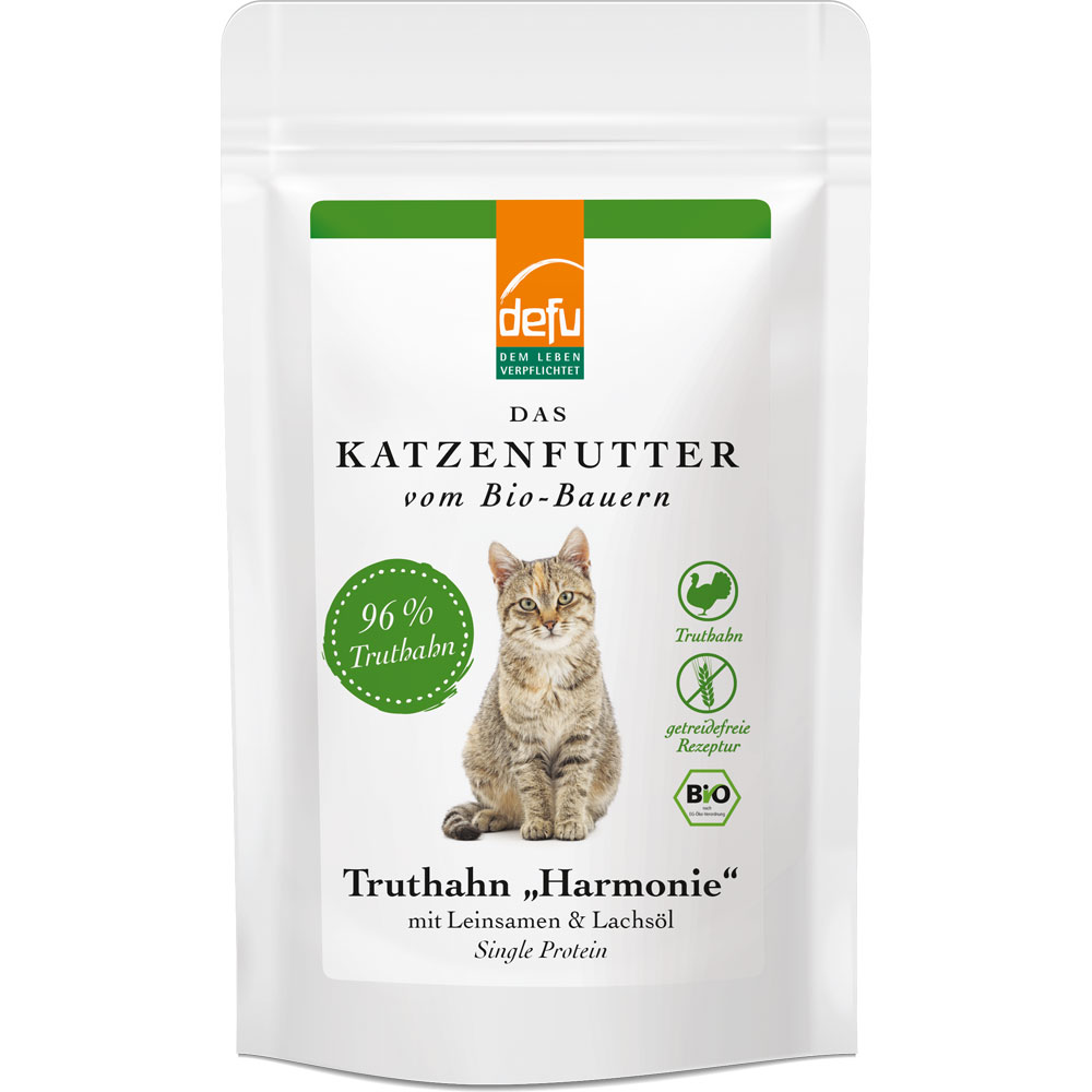 Katzenfutter Bio Truthahn 85 g Getreidefrei Rezeptur defu Harmonie - Bild 1