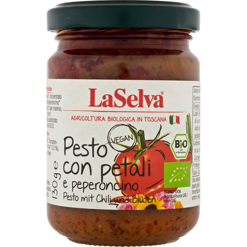 Pesto mit Chili und Bl&uuml;ten 130g LaSelva - Bild 1