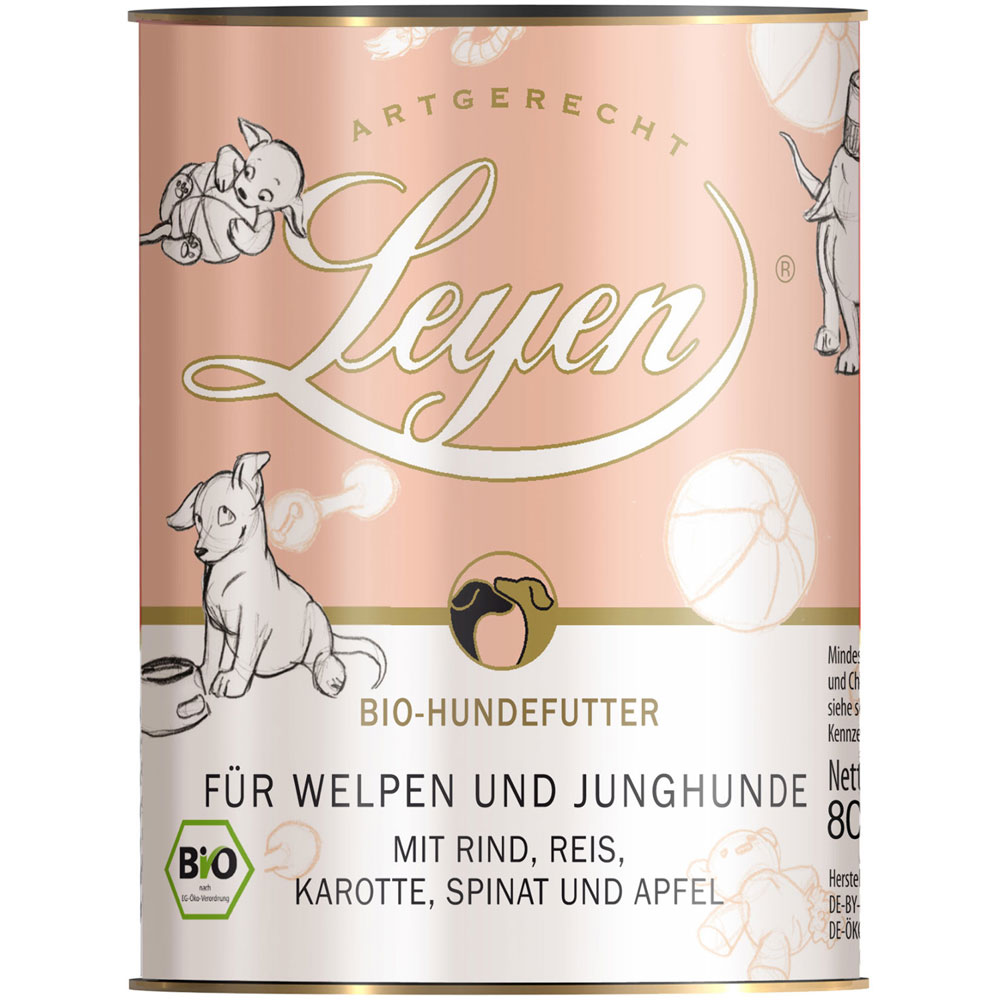 RM Bio Welpenfutter Rind, Reis, Karotten, Spinat u. Apfel 800g Leyen - Bild 1