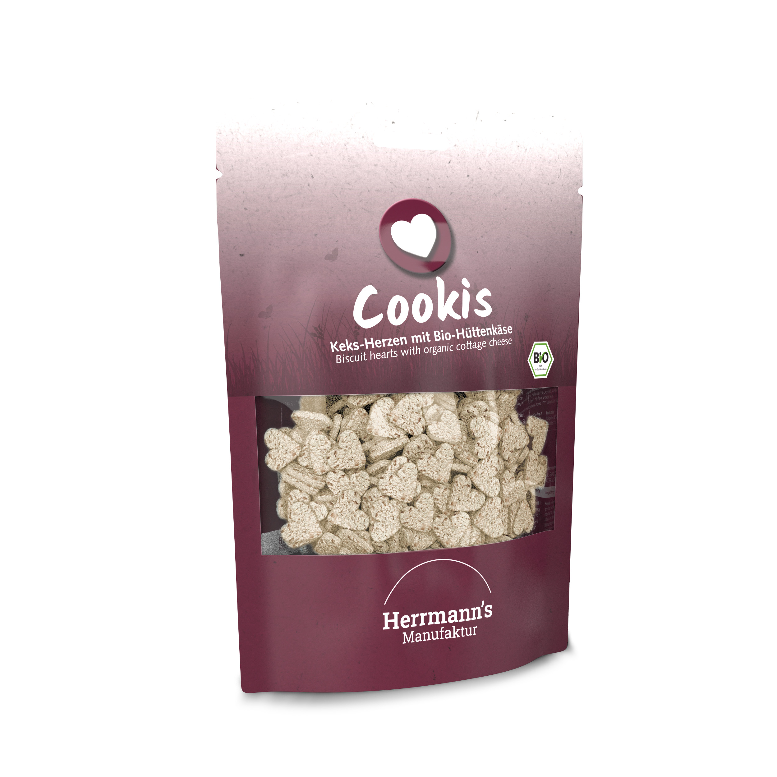 RM Hunde Leckerli Bio Cookis Hüttenkäseherzen100g Herrmann's - Bild 1