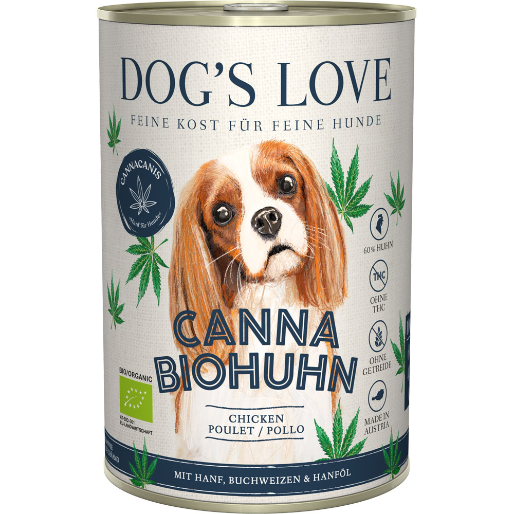 RM Hundealleinfutter Bio Huhn mit Hanf und Buchweizen 400g Dog's Love - Bild 1