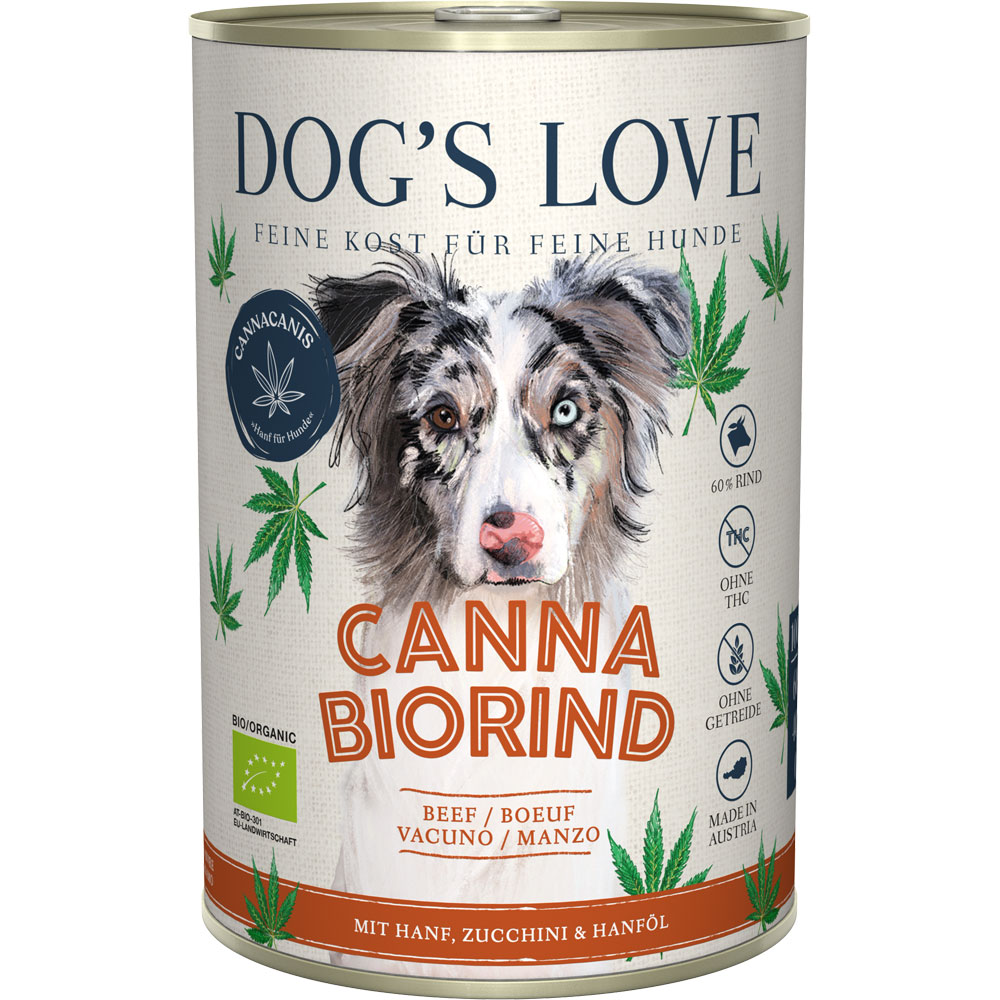 RM Hundealleinfutter Bio Rind mit Hanf und Zucchini 400g Dog's Love - Bild 1