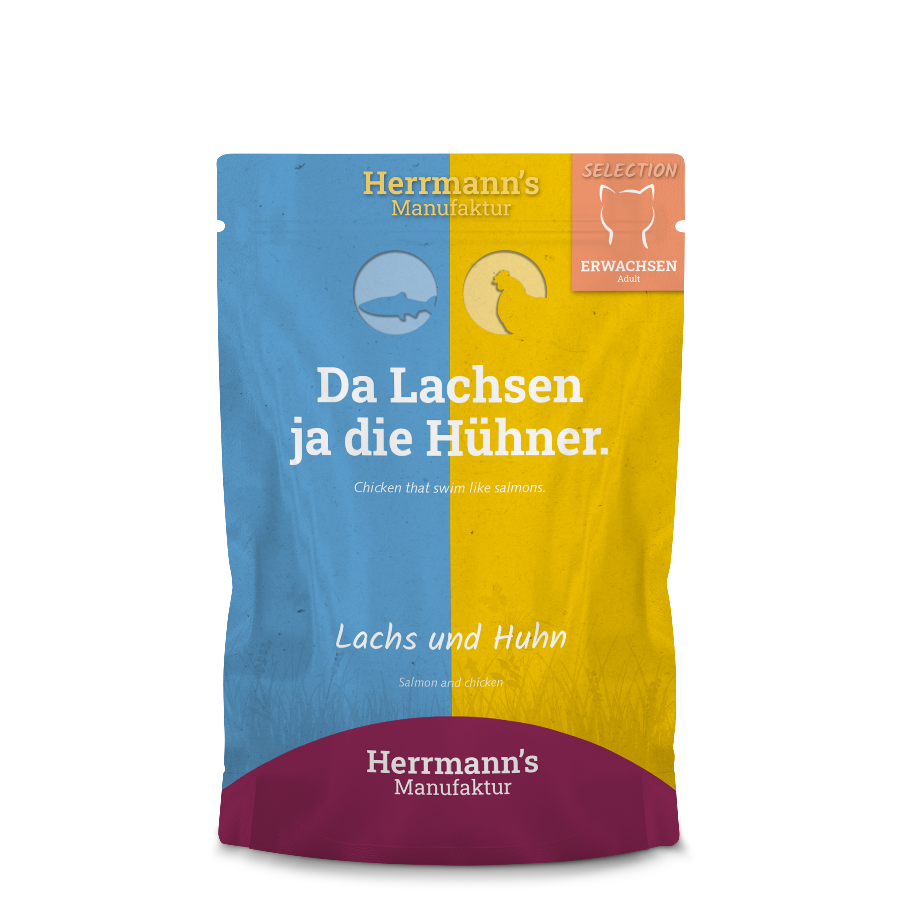 RM Katzenfutter Lachs NICHT BIO mit Bio-Huhn 100g Getreidefrei Herrmann's - Bild 1