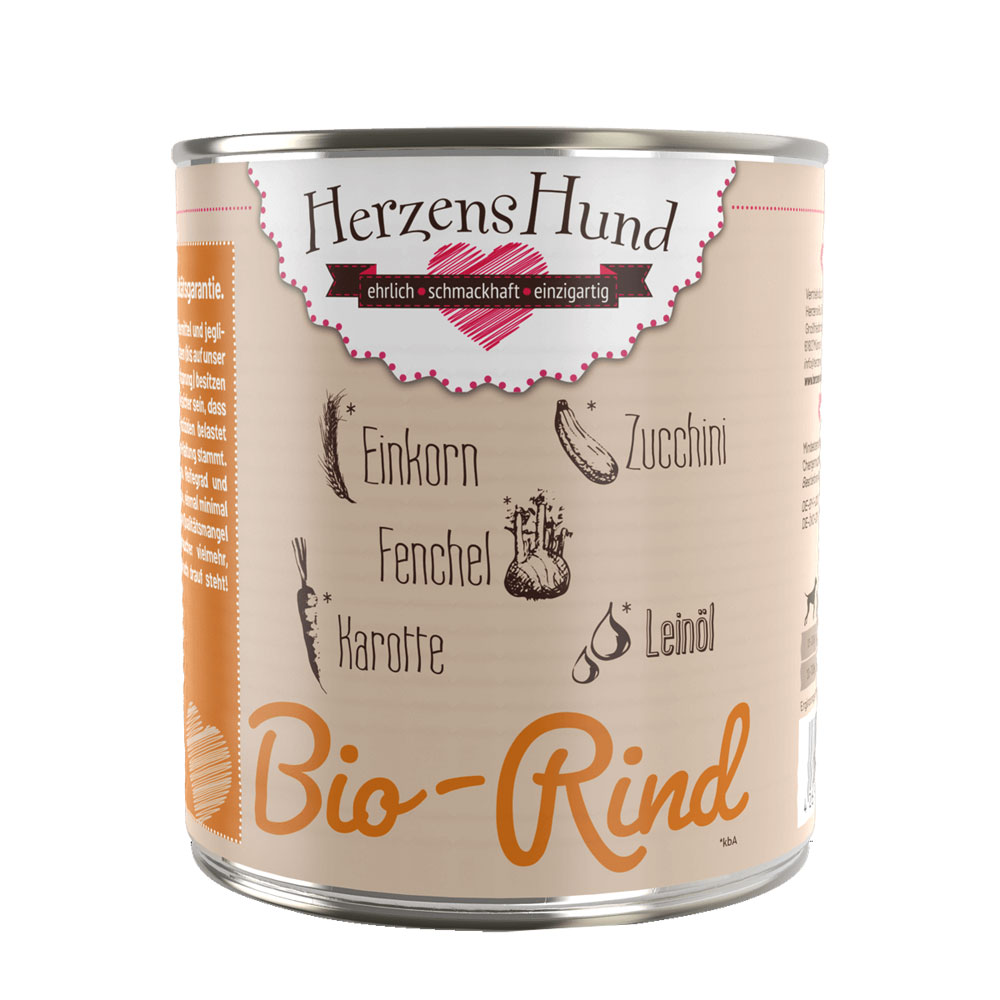 Rind, Einkorn Bio Erg&auml;nzungsfutter Hund 800g HerzensHund - Bild 1