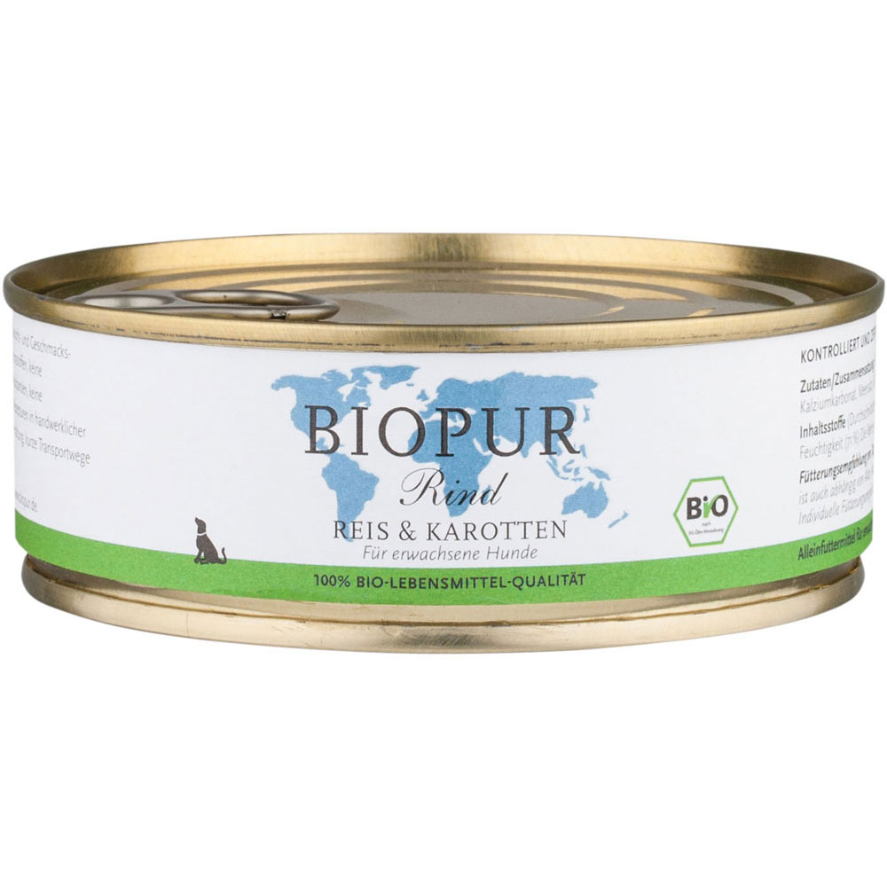 Rind, Reis & Karotten 200 g BioPur Bio Hundefutter - Bild 1
