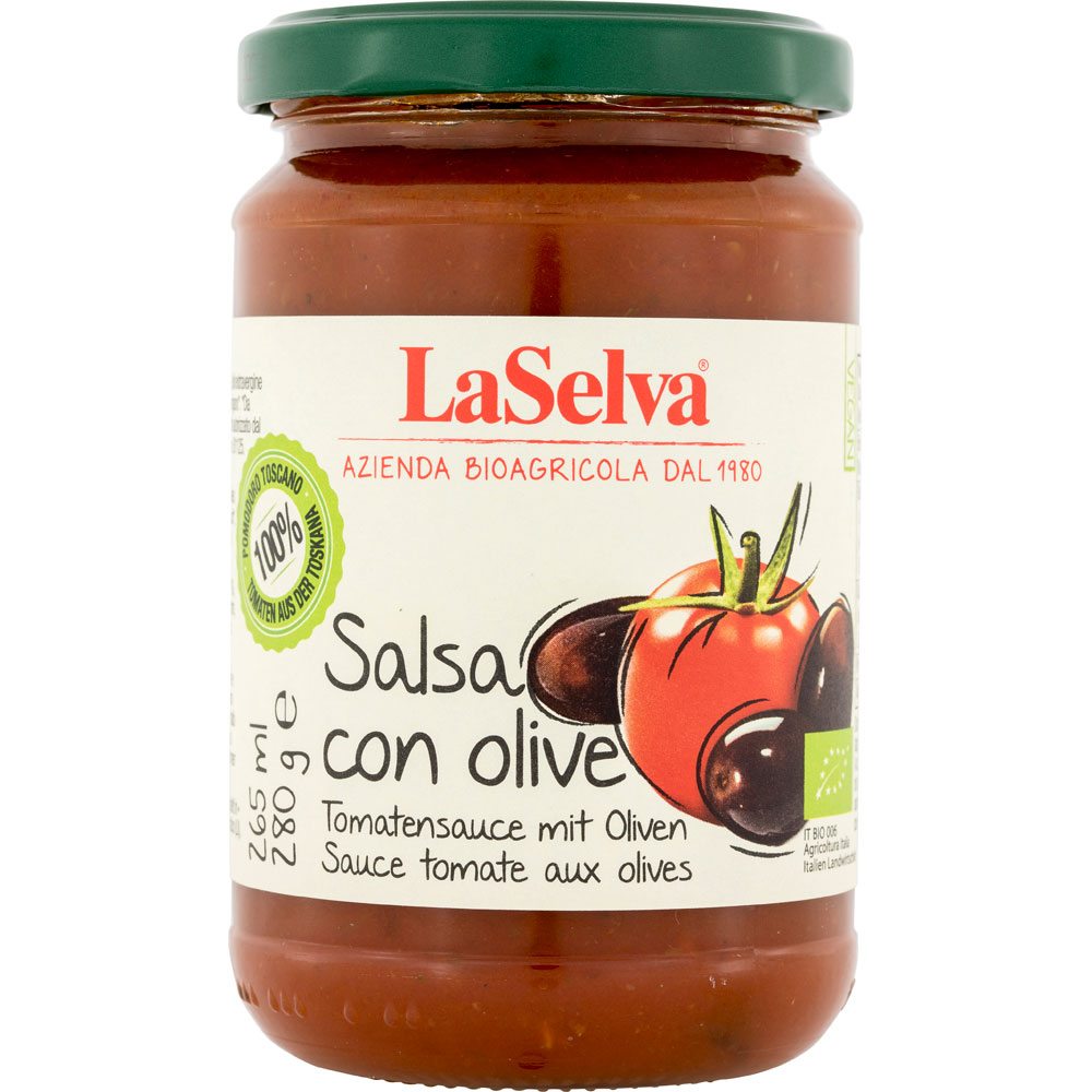 Salsa con Olive-Bio Tomatensauce mit Oliven 280g La Selva - Bild 1