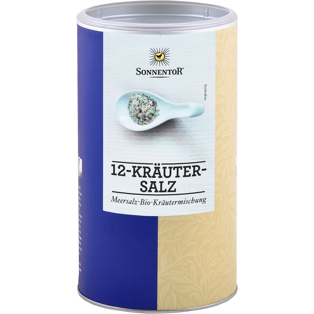 Salz 12-Kräuter Gastrodose (Salz mit Bio-Kräutern) 800g Sonnentor - Bild 1