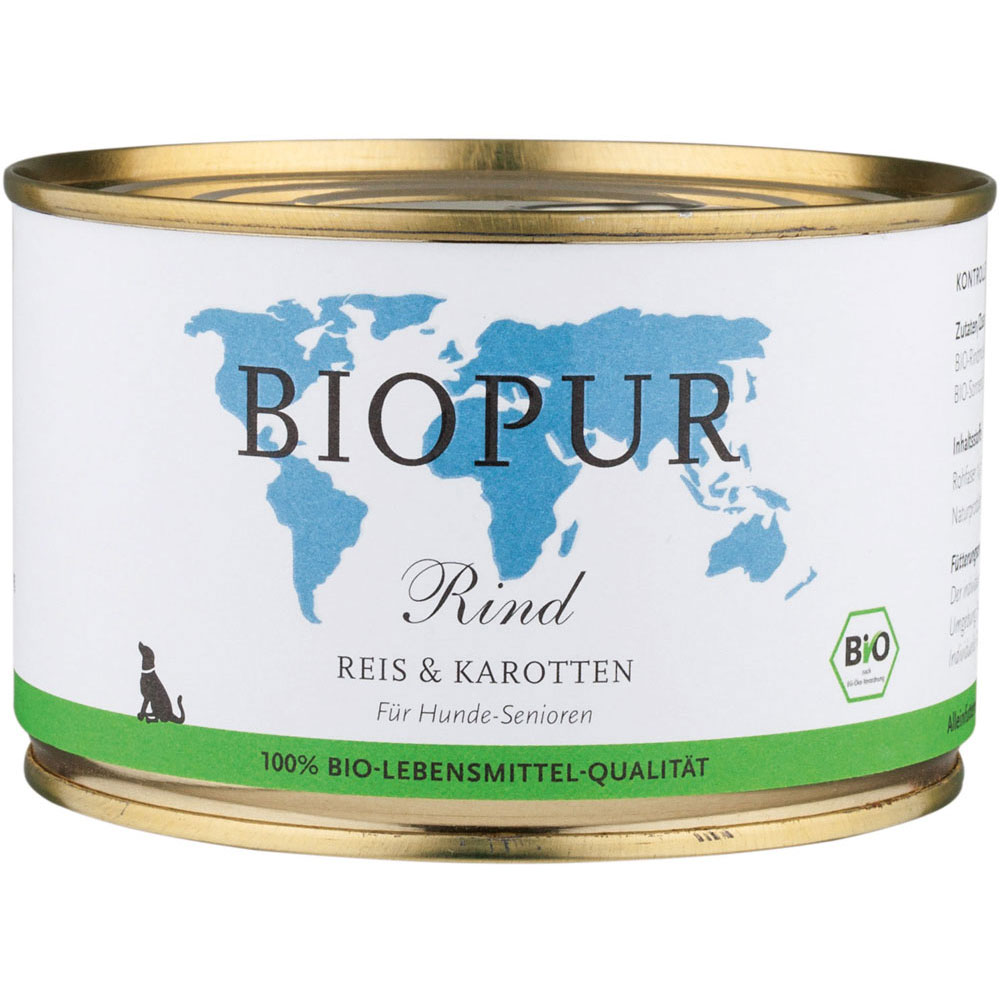 Senior: Rind, Reis & Karotten 400 g BioPur Bio Hundefutter - Bild 1