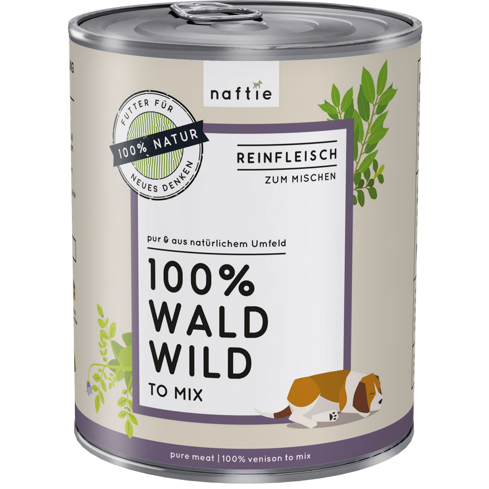 Wald Wild 100 %, nicht Bio, Ergänzungsfutter Hund & Katze 800g naftie - Bild 1
