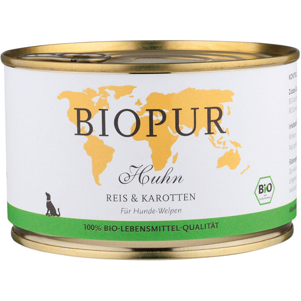 Welpen: Huhn, Reis & Karotten 400g BioPur Bio Hundefutter - Bild 1