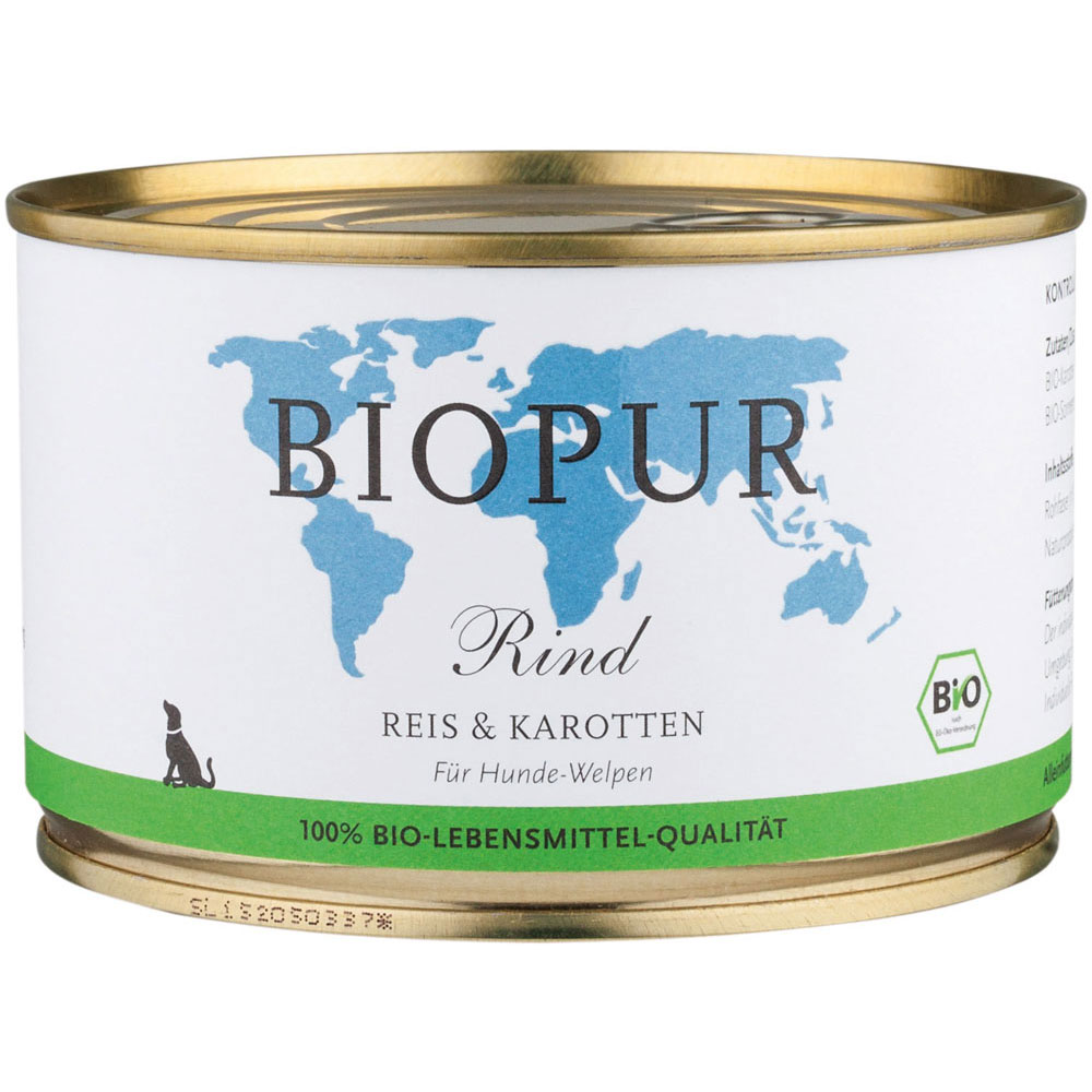 Welpen: Rind, Reis & Karotten 400 g BioPur Bio Hundefutter - Bild 1